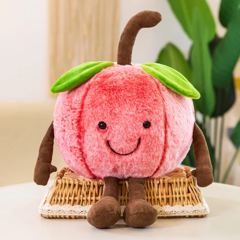 Cute Short Super Soft Plush Simulation Watermelons and Cherries Cotton Stuffed Fruit Girl Pillow Claw Machine Acarde Gift Doll