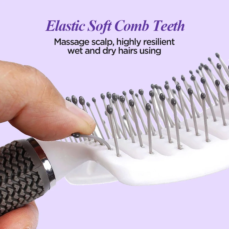 Factory Direct Sale Curved Vented Detangling Hair Brush Hair Scalp Massage Comb Hollow Design Bristle Nylon Hairbrush