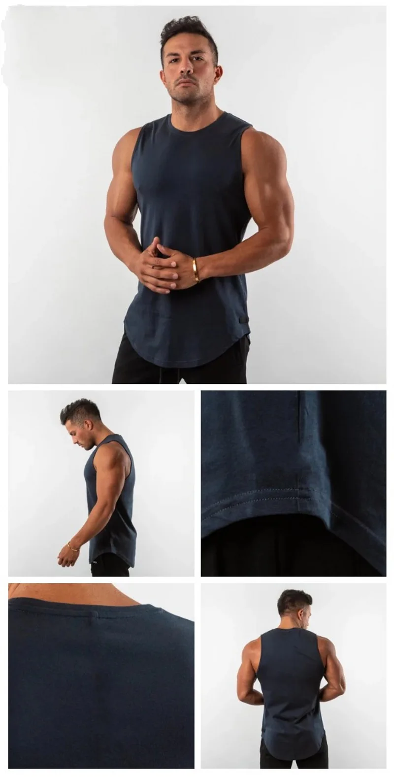 Plus Size Hot Sale Cotton Spandex Plain Bodybuilding Fitness Stringer ...