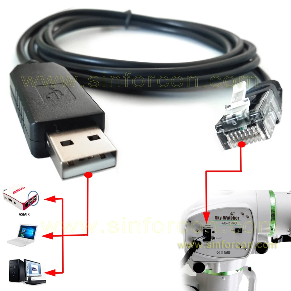 Sky-watcher Telescope Mount to PC or Asiair EQMOD Cable