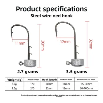 Ned Rig Jig Head Hook with Lead Sinker, Sharp Fishing Hook Outdoor Fishing Tackle for Topmouth Culter Bass – Metal Jig – view 4