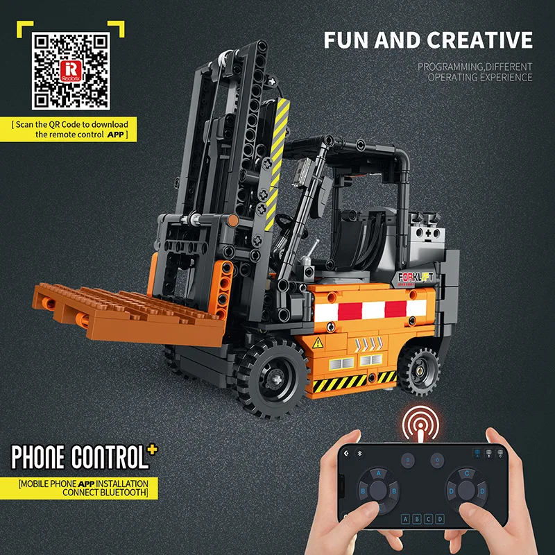 22002 Remote Control Forklift Birthday Gift Boy Children Learning Toy  RC Car Truck Brick Kid Building Block