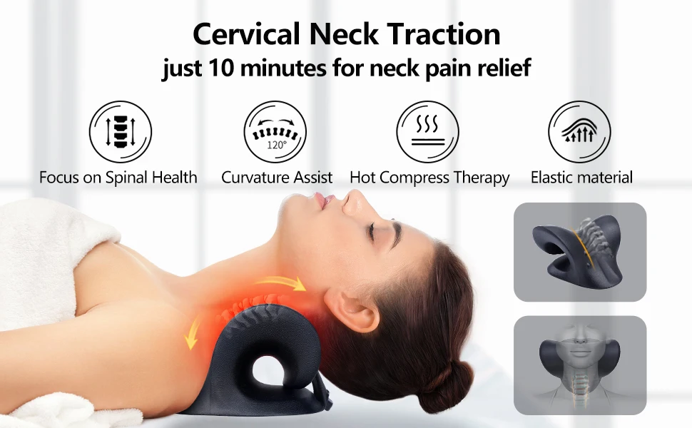 Heated Cervical Traction Device Pillow With Graphene Heating Pad Neck