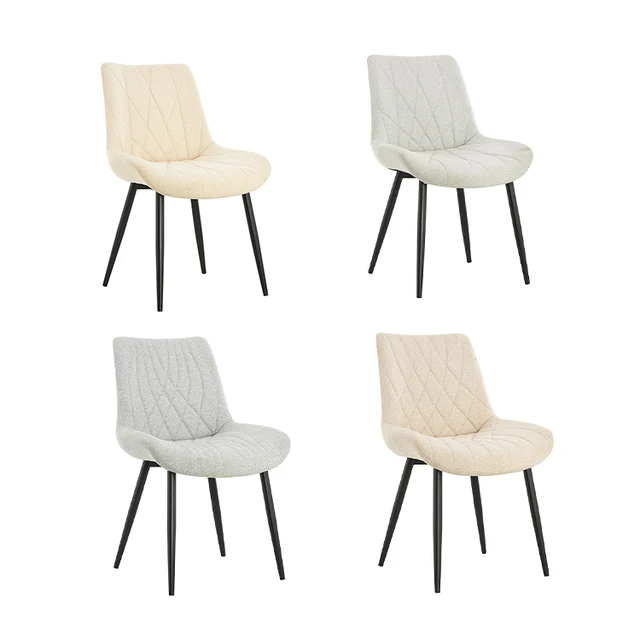 Modern Luxury Design Nordic Cream Fabric Upholstered Restaurant Boucle Dining Room Chairs