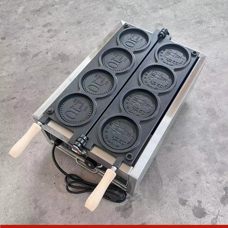 Commercial Electric Mold Design Dollar 10 Yen Coin Cheese Pancake Making Maker Makers Machine for Sale