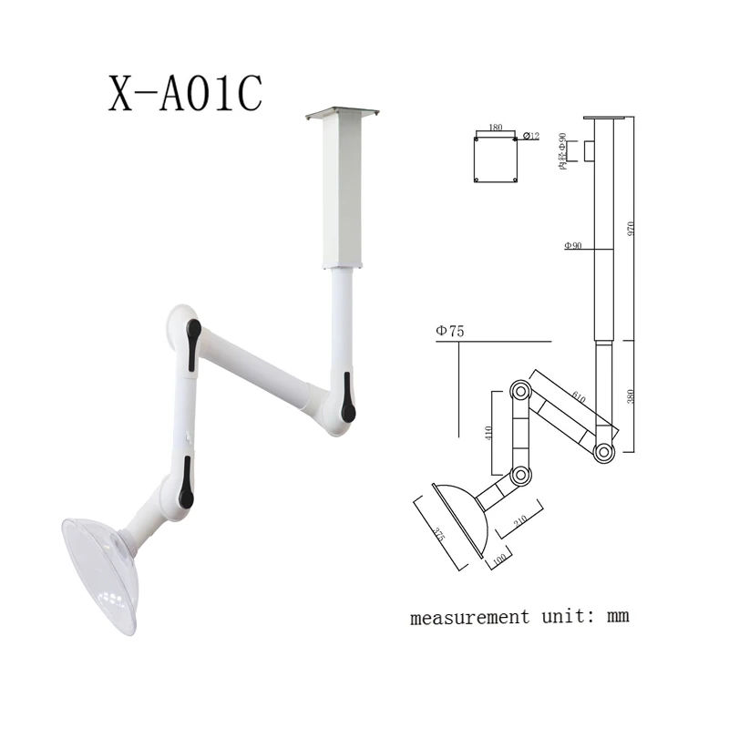 Hotte D'Extraction Universelle Laboratoire - Bras D'Aspiration Réglable 360° Blanc Suspendu