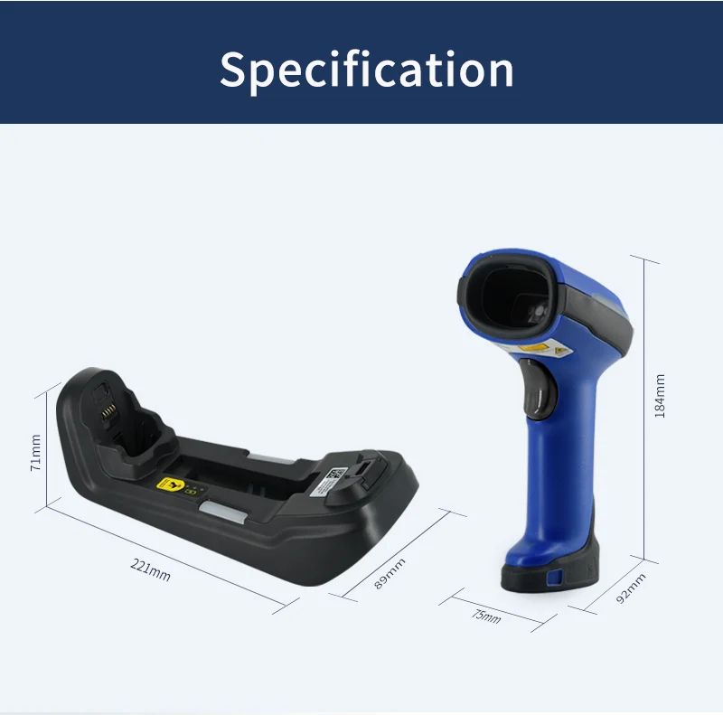 QR Industrial Blue tooth Barcode Scanner 2D 1D Bar Code Reader Drop Protection Handheld Scanner