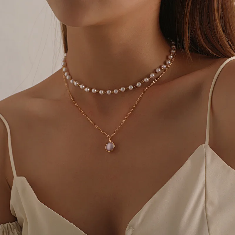 [GET ME BLING] 韓国☆Color Heart Pearl Necklace Pearl Heart Rhinestone Necklace / Pearl Heart Charm Necklace