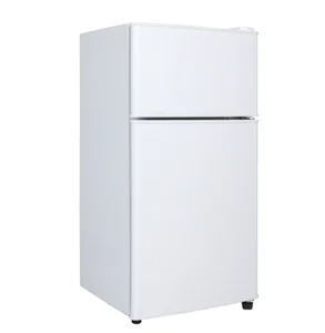 138L Compact Stainless Steel Electric Portable Two-Door Upright Freezer Mini Fridge Combi Refrigerator for Home Use