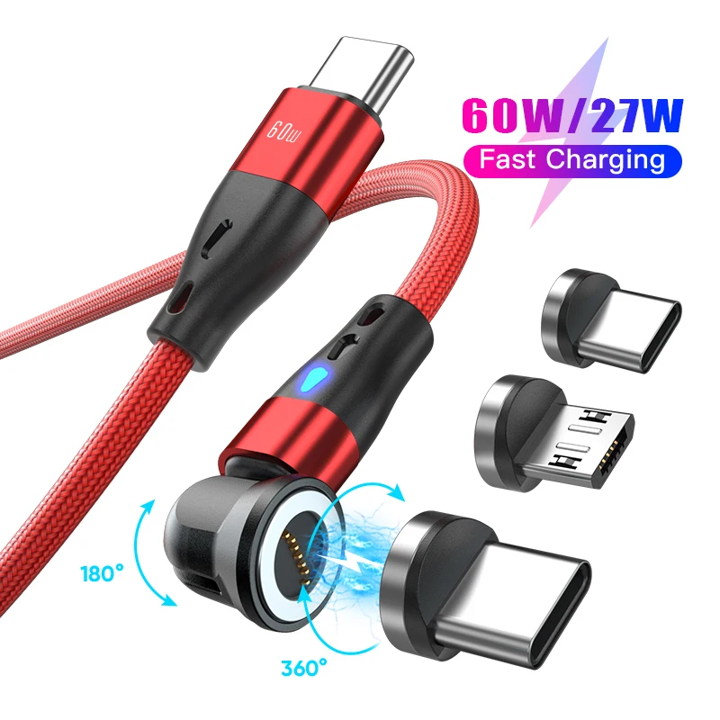 Magnetic Charging USB Date Cables 6in1 3in1 with Adapter Type c Micro Connectors Fast Charging Bending Usb Cables PD60W Fast