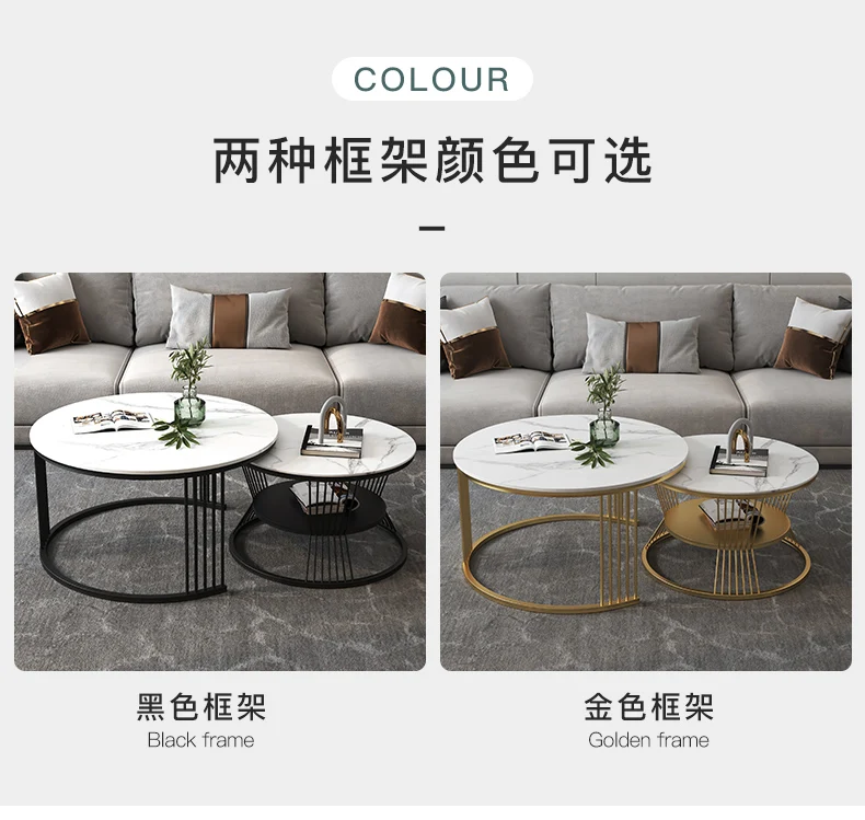 simple white metal stone gold luxury nordic round modern marble top coffee tables nesting center table for living room set home