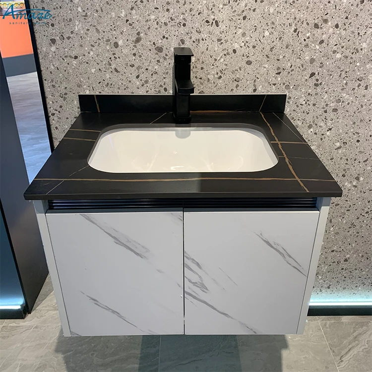 Factory customized bathroom sinks modern marble wash basin vanity furniture bathroom cabinet mirror manufacture