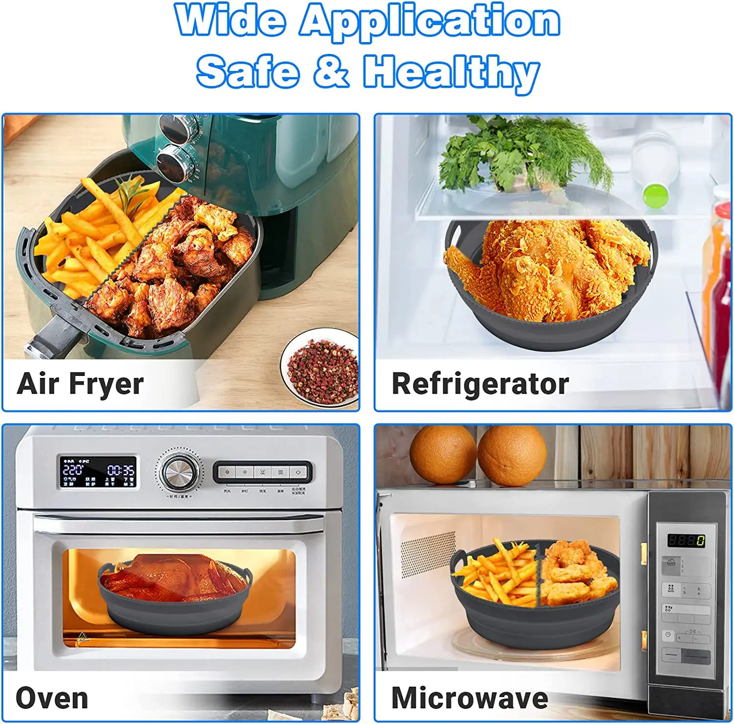 Air Fryer Silicone Liners With Divider Bigger Air Fryers,Non Stick