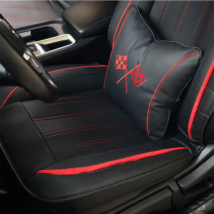 Универсальные аксессуары для интерьера автомобиля, роскошный эластичный Износостойкий чехол из искусственной кожи премиум-класса для автомобильного сиденья с подушками на подголовник