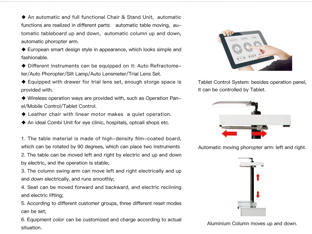 Rightway Brand CT-1000 ophthalmic unit Ophthalmic Diagnostic Refraction Chair Unit Combined Table Ophthalmic Refraction Chair Unit