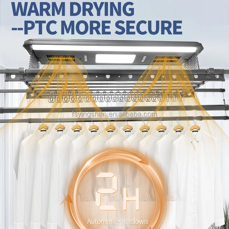 Smart Electric Automatic Aluminum Ceiling Clothes Dryer Rack  Balcony Garment Laundry Supplies