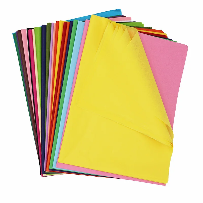 Wholesale 14/17 GSM Colorful Moisture Proof Gift Wrapping Tissue Paper Uncoated Screen Printing Compatible Hot Selling by Color