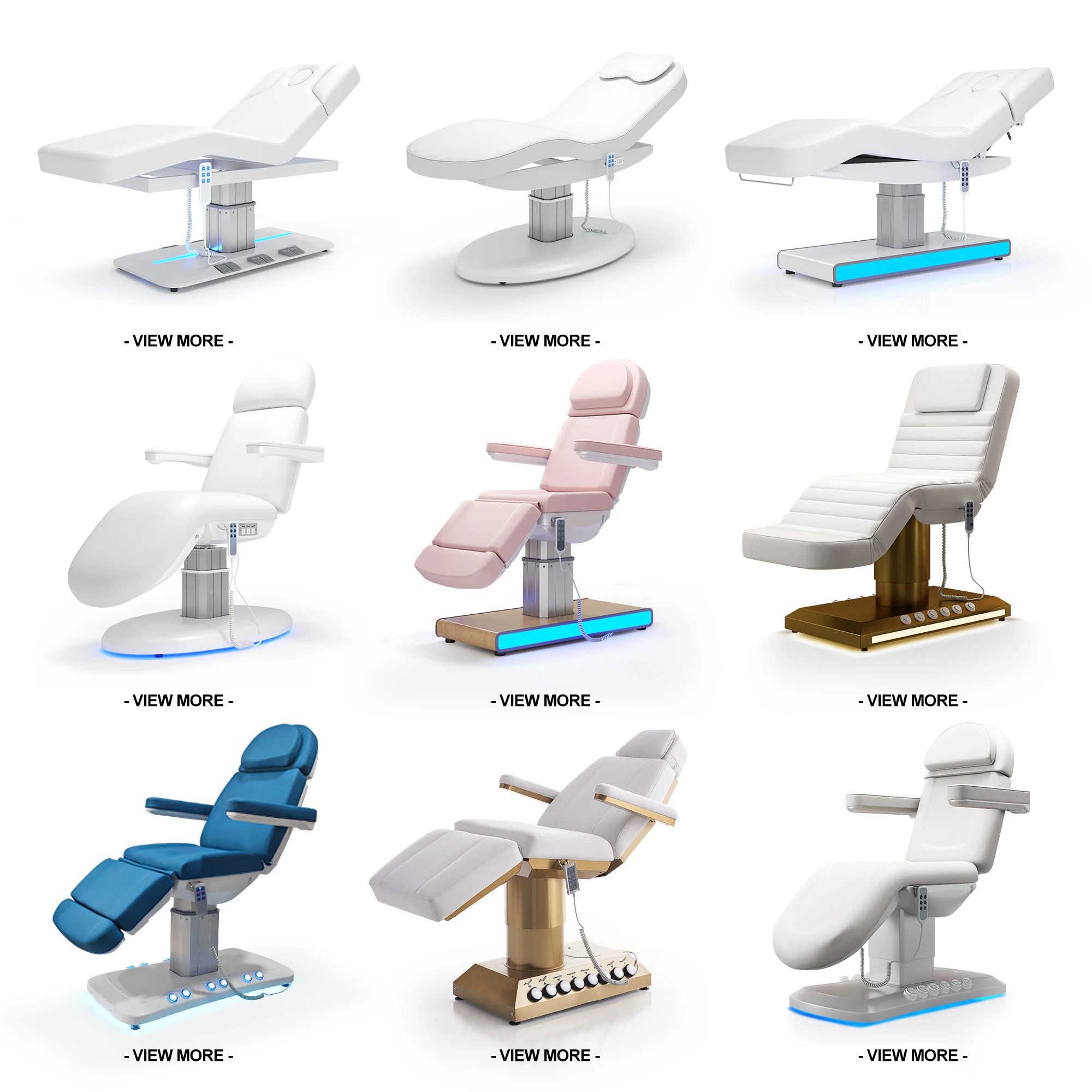 Wood Grain Foot Control LED Base 3 Motor Massage Beauty Bed Without Armrest Hair Washing Facial Bed CE for Medical Spa