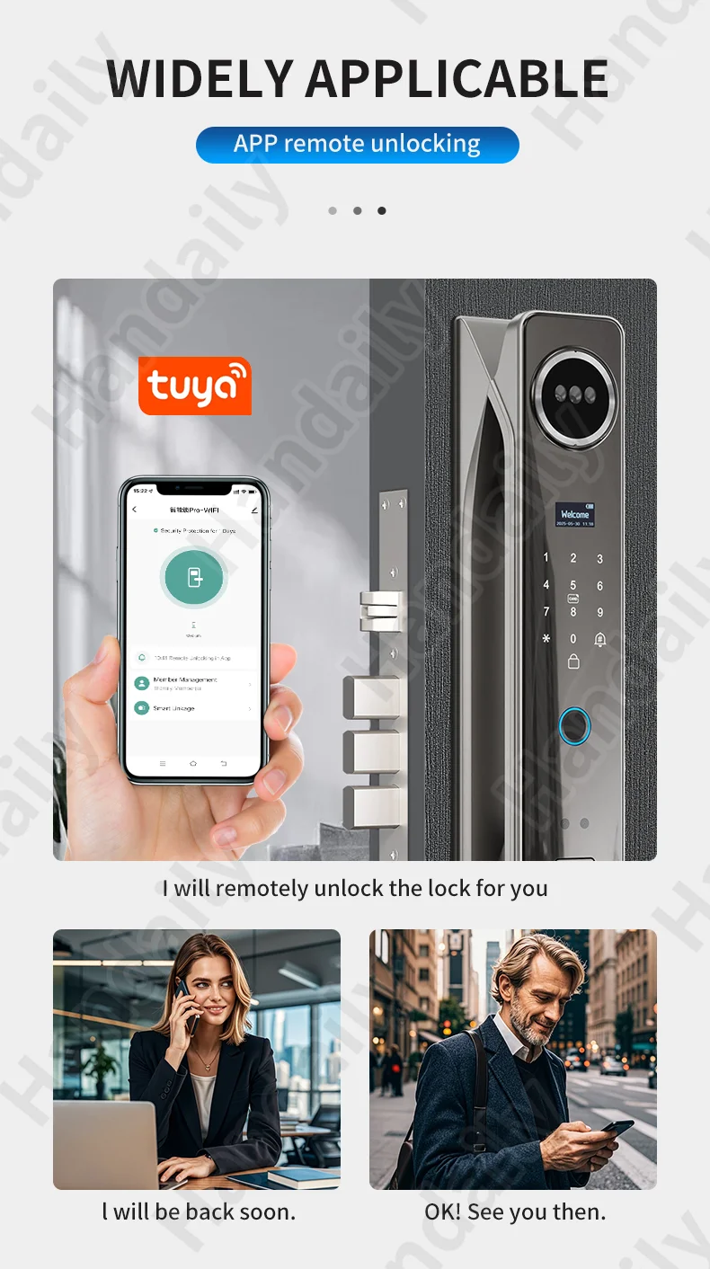 handaily video intercom 3d face authentication fingerprint door lock easy to install tuya smart lock smart home products h26-5