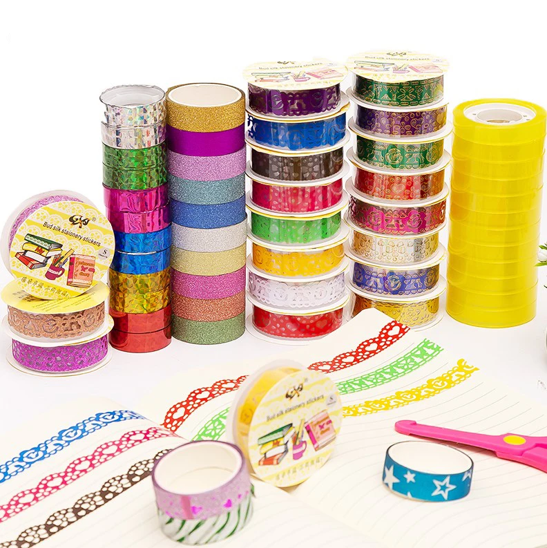 Office Party Supplies Journals Multi-Pattern Decorative Tape Craft Supplies for DIY Gift Wrapping Lychii 20 Rolls Gold Stamping Masking Tapes Washi Tape Set Daily Planners