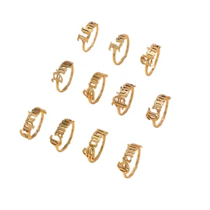 MW Women's Retro Simple English Letter Ring New Stainless Steel Non-Fading 18K European American Style Fashion Rings for Men