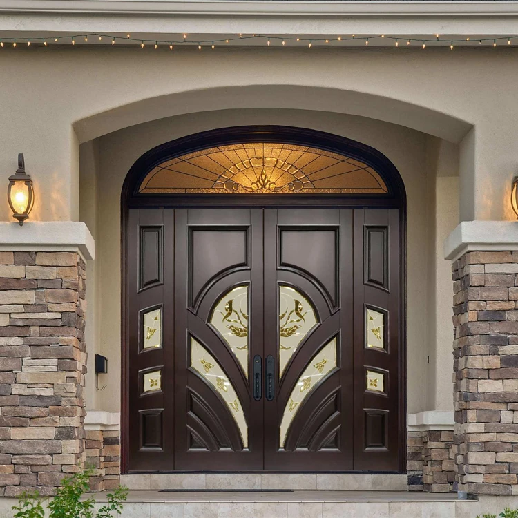 Prettywood Modern Villa Exterior Front Entrance Design Entry Double Leaf Wooden Door