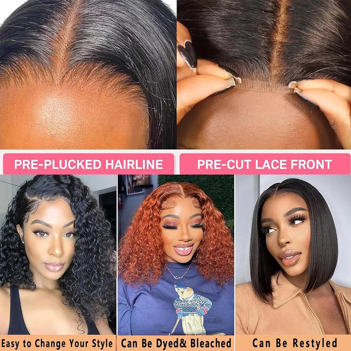 Parrucca bob capelli veri 6x6 lace closure glueless per donna_voghion.com