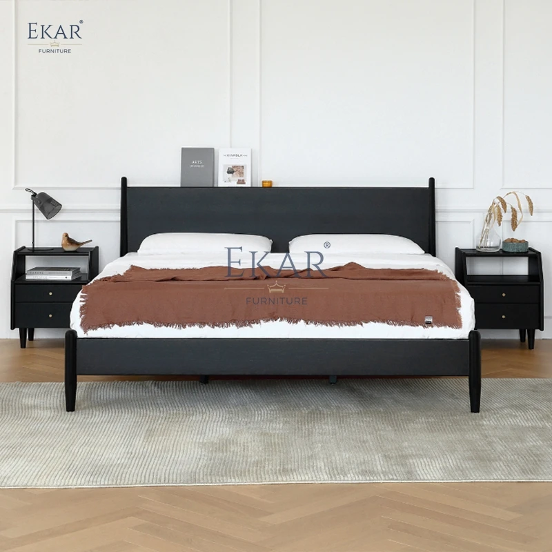 product new design modern cherry wood bedroom double bed-59