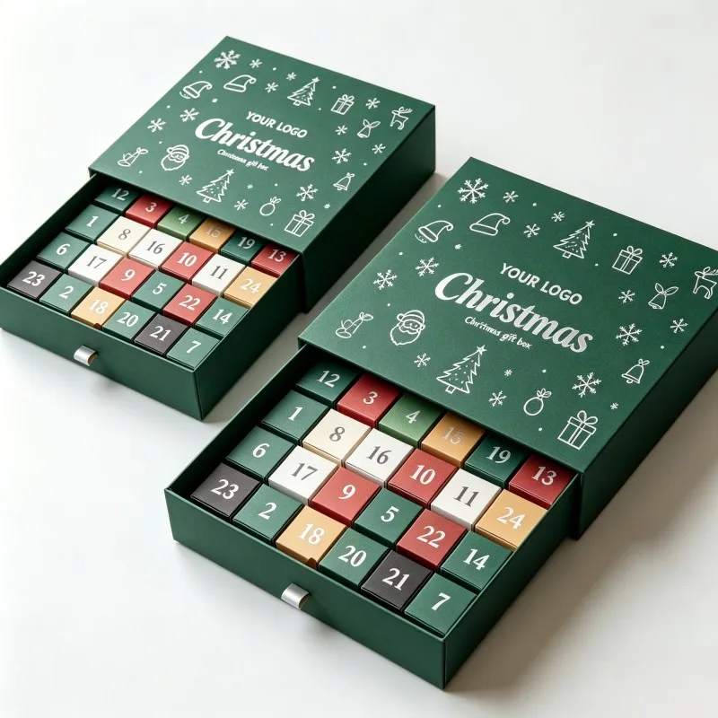 Engros soya-blekk adventskalenderboks, høykvalitets DIY mystikkpapprute-gaveboks, luksus julekosmetikkboks med emballasje