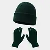 Autumn and winter warm gloves hat suit-[dark green]]