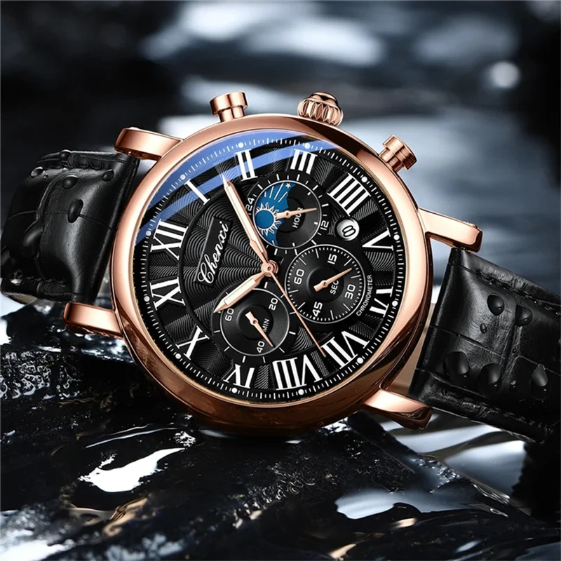 CHENXI Quartz Watch - Multi-Function Business Moon Phase Date