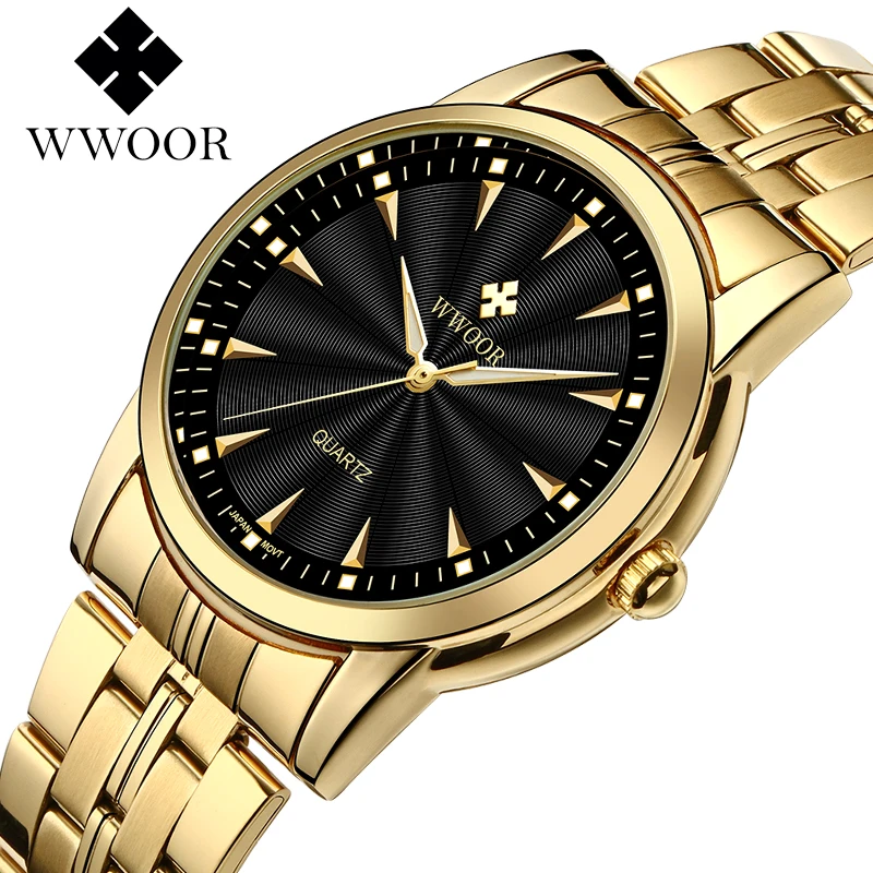 WWOOR 8028 Top Brand Quartz Fashion Wristwatches Luxury Brand Watch  Stainless Steel Band Men's Watches Water Proof Watch