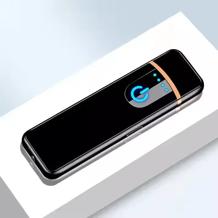 Ultra-Thin USB Rechargeable Fingerprint Display Lighter Stylish Electric Heating Coil Gift Lighter