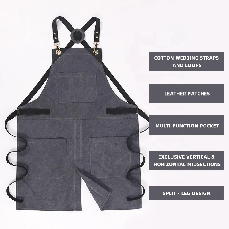 CHANGRONG Custom Canvas Leather Reinforcement and Split-Leg Carpenter Blacksmith Mechanic Woodworker Apron