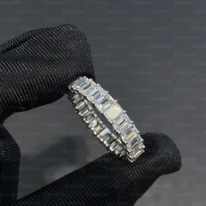 GEMLOVE GIA/IGI Certified 8.131ct Lab Diamond Eternity Ring - 18K Gold Custom Baguette Wedding Band