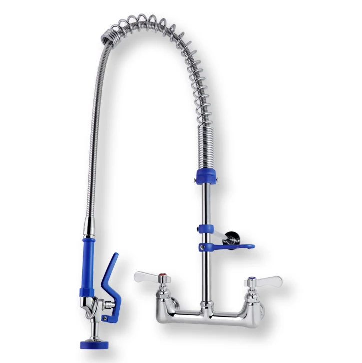 Commercial Hotel Restaurant Application Faucet Sink Taps Wall Mounted Pre Rinse Water 304 Steel Stainless+Brass Kitchen Faucets manufacture