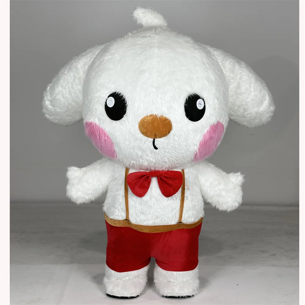 Hot Sale Unisex Inflatable White Dog Mascot Costume Cute Plush Adult Customized Mascot Costume for Adults Customized Mascot
