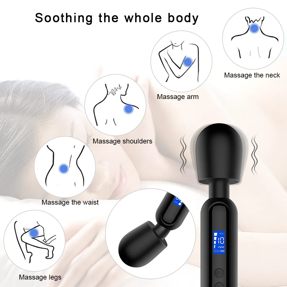 8 Speed 20 Frequency Powerful Usb Mini Silicone Vibrating Body Massager Dildo Sex Toy AV Stick Wand Vibrator for Women