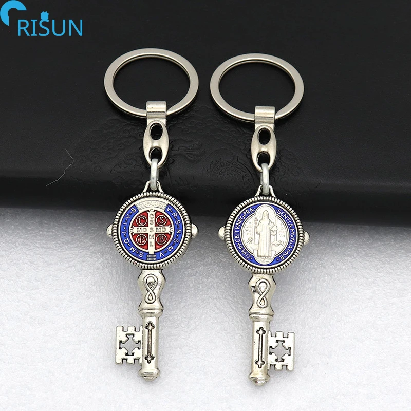 St Benedict Medal Keychain - Catholic Religious Protection Pendant With Alloy Medal