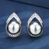 Boucles d'oreilles à perles gris platine