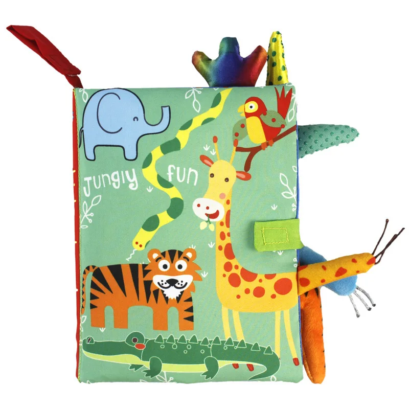 Early Learning Baby Soothing Soft Tail Cloth Book Cartoon Animal Stuffed Toys Children Quiet Fabric Book Educational Toys