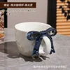 Pearlescent glaze black bow mug