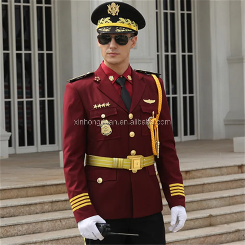 red military dress uniform Burgundy Uniform Wine Red Coat Noble Security Uniform