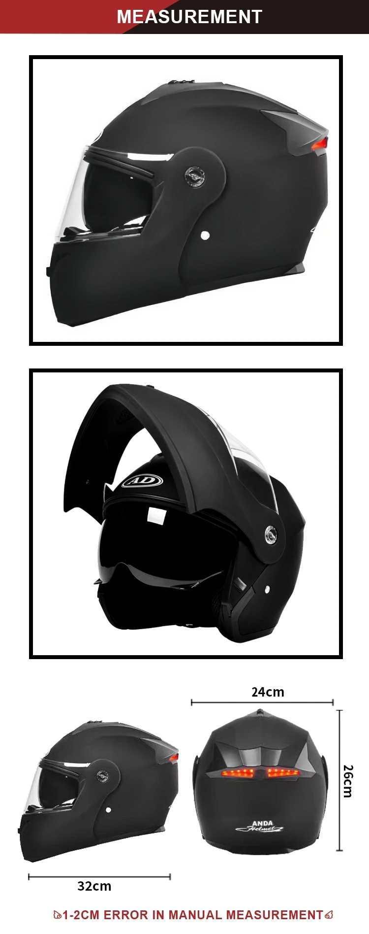 New Abs Modular Helmet Eps Motorcycle Helmet With 1200 Mah Large