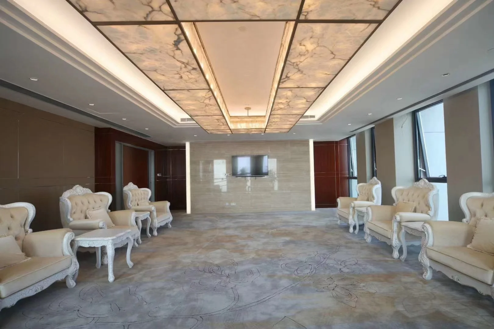 Lightweight Fiberglass Onyx Stone Translucent Ceiling Panel Fireproof Perforated Design Easy for Mall Hotel Hospital Use