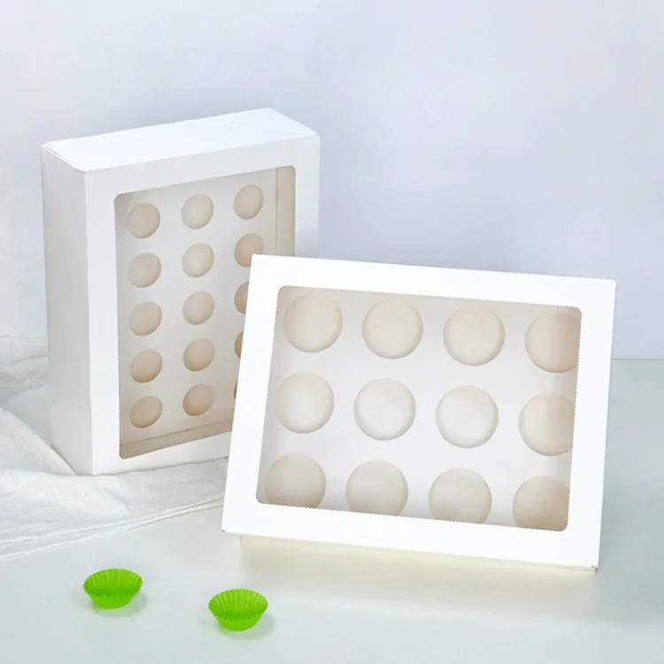 Mini Cupcake Boxes Wholesale Custom 6 12 24pcs Small Holes White Cupcake Box For Cakes And