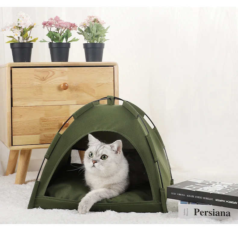 Foldable 2-in-1 With Removable Cushioned Pillow Small Pet Bed Tent For ...