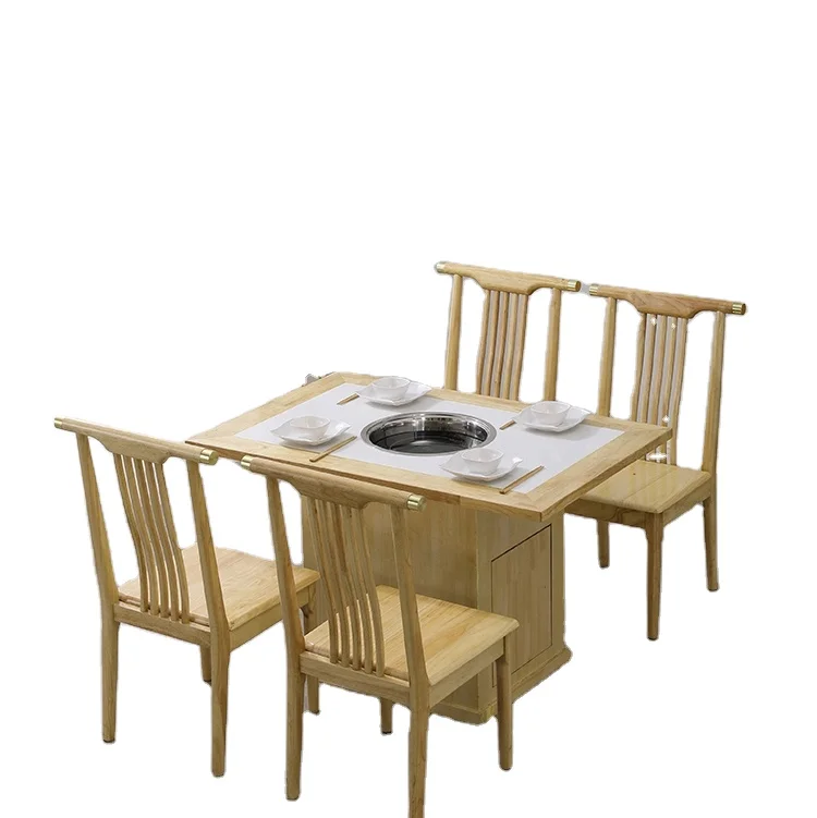 Современный обеденный стол и стулья набор мраморных горячих кастрюль стол индукционная печь стол и стулья набор для ресторана