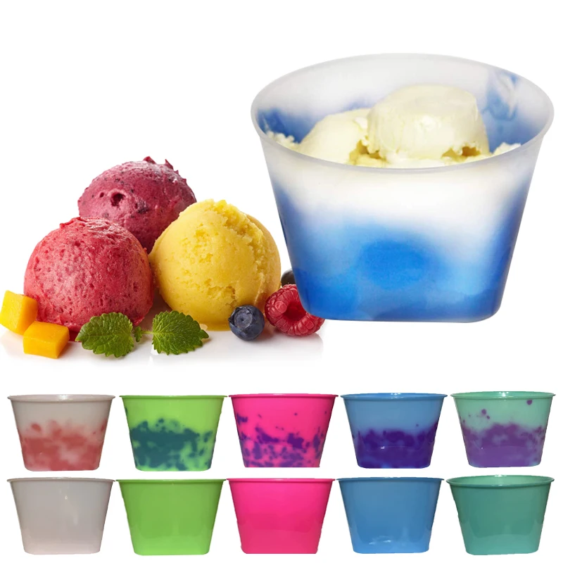Fancy Custom Color Changing Food Graded Disposable Frozen Yogurt Ice Cream Cup Bowl