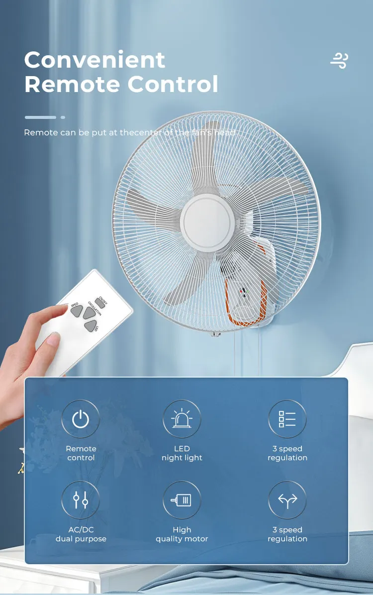 Wall Fan, KENNEDE, 18-Inch, Solar, USB - detail 4
